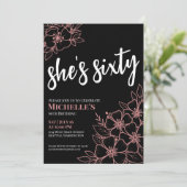 シック60ブラックバラ金ゴールド60th誕生日パーティー 招待状 (スタンド正面)