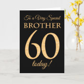 シック60番目の金ゴールド効果ブラックブラザー誕生日 カード (黄色い花)