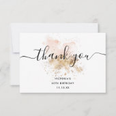 シック60誕生日ピンクと金ゴールドサンキューカード サンキューカード (正面)