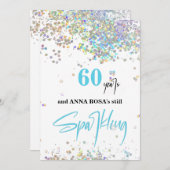 *~*シック60誕生日ホワイト·きらめくパーティー 招待状 (正面/裏面)