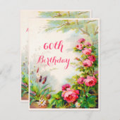 シック60th誕生日ビクトリアンバラコテージガーデン 招待状 (正面/裏面)