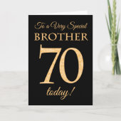 シック70番目の金ゴールド効果ブラックブラザー誕生日 カード (正面)