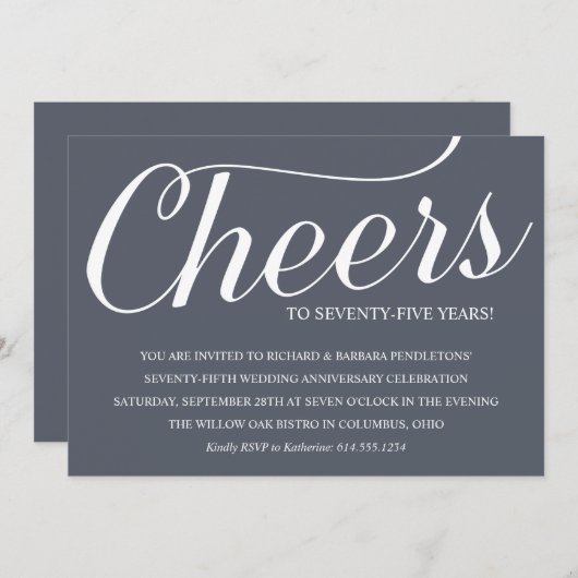シック75周年結婚パーティの招待状 招待状 (正面/裏面)