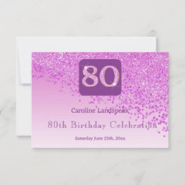 シック80誕生日ピンクグリッターRSVP 出欠カード