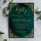 シック80th八十金ゴールドフレームグリーン誕生日 招待状