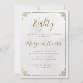 シック80th八十金ゴールド枠書道誕生日 招待状 (正面)