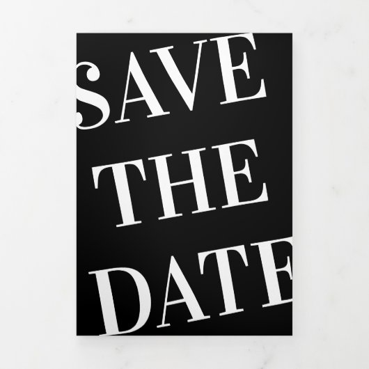 シック+はっきりしたタイポグラフィ日付の写真カードを保存 三つ折り招待状 (カバー)