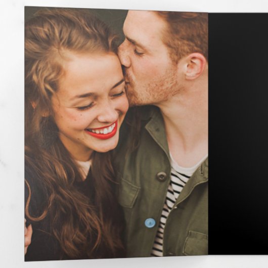 シック+はっきりしたタイポグラフィ日付の写真カードを保存 三つ折り招待状 (内部最初)