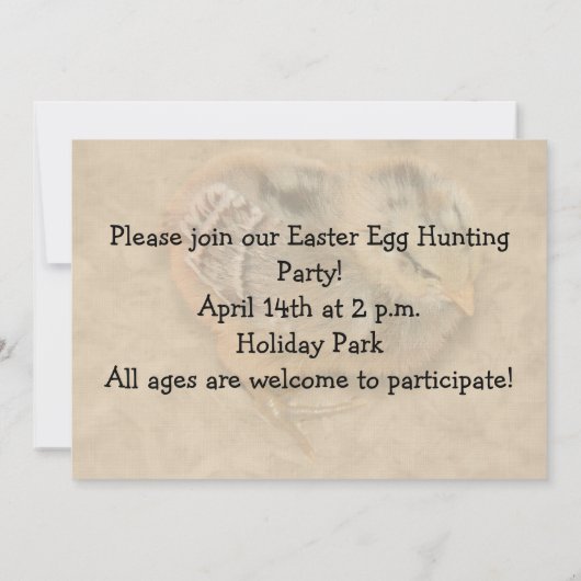 シック – ふわふわベビーチキンイースター 招待状 (裏面)