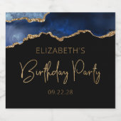 シック・アゲテグードブルー金ゴールドバースデーパーティー スパークリングワインラベル (シングルラベル)