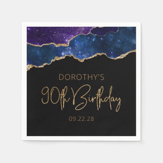 シック・アゲテゲードスターリー金ゴールド90thバースデーパーティー スタンダードカクテルナプキン (正面)