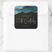 シック・アゲテゲードティール（緑がかった色）金ゴールド50thバースデーパーティー スクエアシール (バッグ)