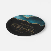 シック・アゲテゲードティール（緑がかった色）金ゴールド50thバースデーパーティー ペーパープレート (アングル)