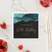 シック・アゲテゲードティール（緑がかった色）金ゴールド60thバースデーパーティー スタンダードカクテルナプキン (インサイチュ)