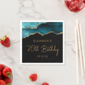 シック・アゲテゲードティール（緑がかった色）金ゴールド70thバースデーパーティー スタンダードカクテルナプキン (インサイチュ)