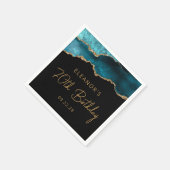 シック・アゲテゲードティール（緑がかった色）金ゴールド70thバースデーパーティー スタンダードカクテルナプキン (角)