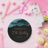 シック・アゲテゲードティール（緑がかった色）金ゴールド70thバースデーパーティー ペーパープレート (パーティー)