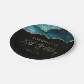 シック・アゲテゲードティール（緑がかった色）金ゴールド70thバースデーパーティー ペーパープレート (アングル)