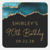 シック・アゲテゲードティール(緑がかった色)金ゴールド90thバースデーパーティー スクエアシール (正面)