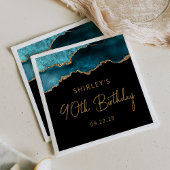 シック・アゲテゲードティール（緑がかった色）金ゴールド90thバースデーパーティー スタンダードカクテルナプキン