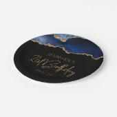 シック・アゲテジオードブルー金ゴールド21st誕生日パーティー ペーパープレート (アングル)