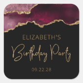 シック・アゲートゲードブルゴーニュ金ゴールドバースデーパーティー スクエアシール (正面)