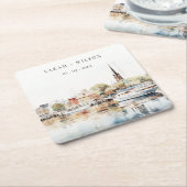 シック・アナポリスメリーランドウォーター結婚カラー スクエアペーパーコースター (アングル)