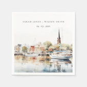 シック・アナポリスメリーランドウォーター結婚カラー スタンダードカクテルナプキン (正面)