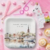 シック・アナポリスメリーランドウォーター結婚カラー ペーパープレート (パーティー)