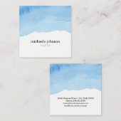 シック·アンエレガントド·ウォーターカラー·ブルミニマルー スクエア名刺 (正面/裏面)