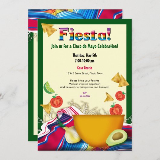シック·アンド·おもしろいメキシコ·フィエスタパーティの招待状 招待状 (正面/裏面)
