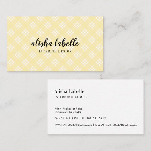 シック&イエローモダンプ淡い色のライド 名刺 (正面/裏面)