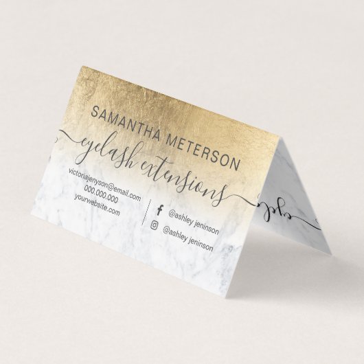 シック·イエロー·金ゴールド·フォイル·マーブルグラデーション·アイ·アフターケア 名刺 (裏面)