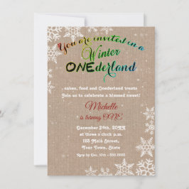 シック・ウィンターオネダーランドガールファースト・バースデーパーティー 招待状