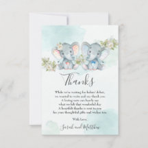 シック·ウォーターカラー·ツイン·ボーイ·ガール·エレファント·ベイビー·シャワー