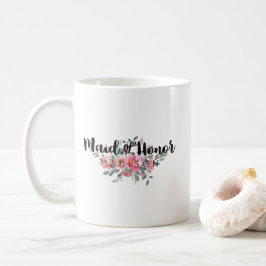 シック・ウォーター・カラー結婚フローラメイド・オブ・オーナー（花嫁付き添い人） コーヒーマグカップ