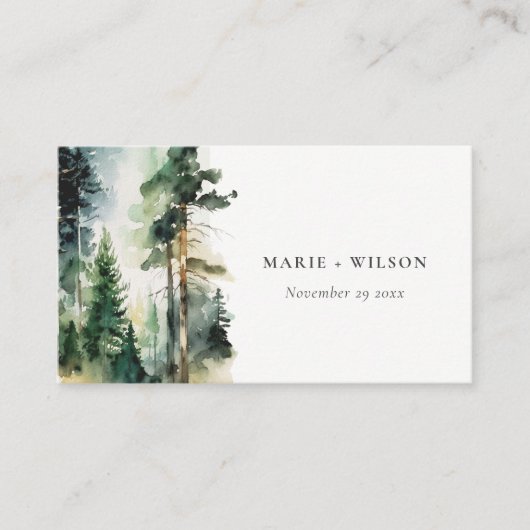 シック・ウォーター・カラー・ウッドランド・フォレ結婚ストのウェブサイト エンクロージャーカード (正面)