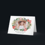 シック・ウォーター・カラー・フローラ・ホリデイ・フォト シーズンカード<br><div class="desc">今年の休暇素晴らしシーズンにモダンは、写真を示す手の水の色の花模様とスプレーを備えたエレガントこの折り畳まれたホリデーカードのデザインで声明を作る。このデザインの中の他の作品は私たちの店を参照！</div>