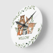 シック·ウッお洒落ドランド動物が鹿のキツネ·フクロウ ラウンド壁時計 (傾斜)