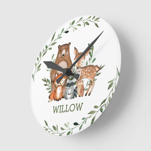 シック·ウッお洒落ドランド動物が鹿のキツネ·フクロウ ラウンド壁時計 (傾斜)