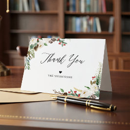 シック·ウ素朴ィンター·フローラ·ホリー·ベリー サンキューカード