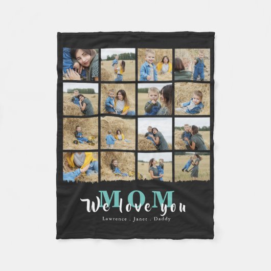 シック・ウ・ラブ・ユー・ママ・マザーズ・デイ16フォトコラージュ  フリースブランケット (正面)