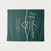 シック・エメラルドグリーン結婚のウェルカムバックドロップ タペストリー (正面(横))