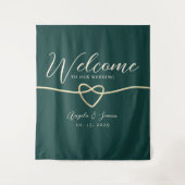 シック・エメラルドグリーン結婚のウェルカムバックドロップ タペストリー (正面)