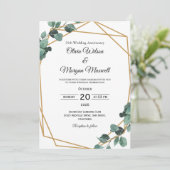 シック・エメラルド・結婚グリーン記念日 招待状 (スタンド正面)