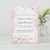 シック&エレガントウォータカラーフローラ抽象芸術結婚 招待状 (スタンド正面)