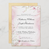 シック&エレガントウォータカラーフローラ抽象芸術結婚 招待状 (正面/裏面)