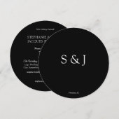 シック・エレガントシンプル・ブラックモダン・サークル・ミニマリスト 招待状 (正面/裏面)