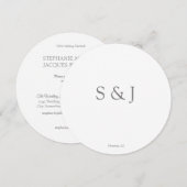 シック・エレガントシンプル・ホワイト&グレー・サークル・ミニマリスト 招待状 (正面/裏面)