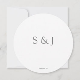 シック・エレガントシンプル・ホワイト&グレー・サークル・ミニマリスト 招待状